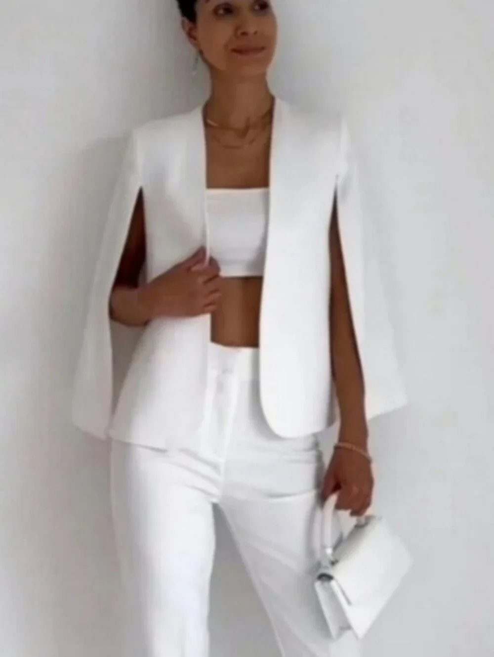 ZARA WHITE CAPE BLAZER WHITE SIZE XS